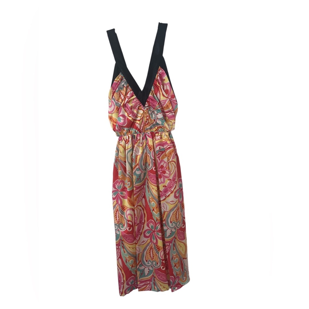 K O E L size 2 sundress. Lined black accent from front of v part in dress 36”
